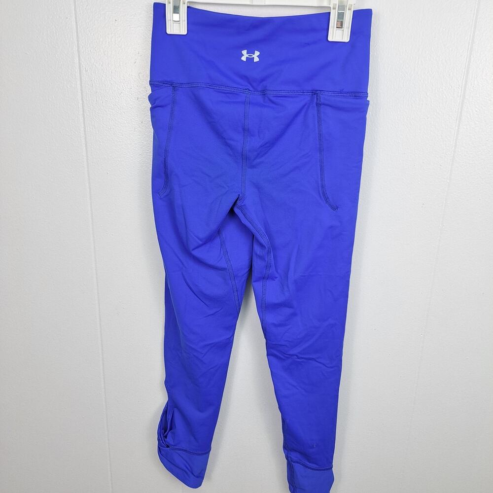 Under Armour Leggings XS Blue‎ Fitted Workout Pants Pockets Ankle Slit - Picture 6 of 14